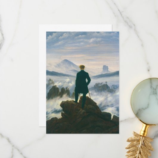 カスパル・フリードリヒによる霧の海の上をさまよう サンキューカード (正面/裏面インサイチュ)