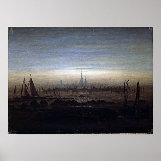 カスパルDavid Friedrich Greifswald in Moonlight ポスター (正面)