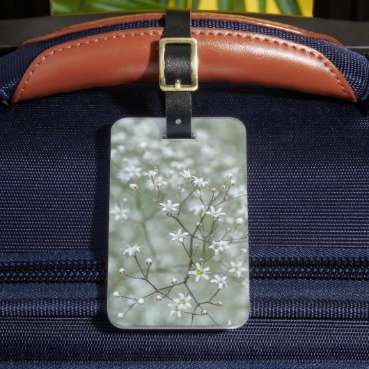カスミソウの花のボタニカルフォト(テキスト入り) ラゲッジタグ (正面インサイチュ2)