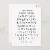 カスロンローマンザズレフォントサンプラーシート ポストカード (正面/裏面)