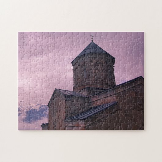 カズベギジョージアGergeti教会マウンテンランドスケープ ジグソーパズル (横)