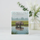 カズランガ国立公園アッサムインド旅行 ポストカード (スタンド正面)