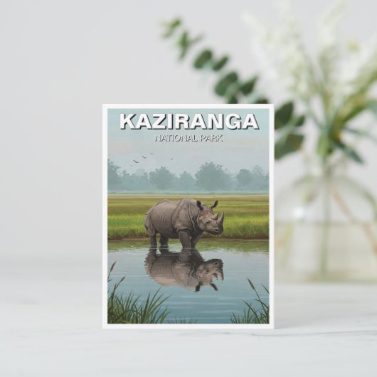 カズランガ国立公園アッサムインド旅行 ポストカード (スタンド正面)