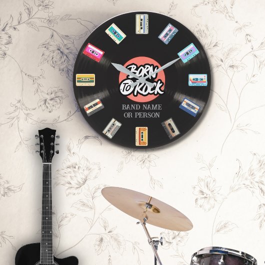 カセットおよびビニール記録 ラージ壁時計