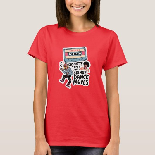 カセットのテープと曲がりダンスの動き Tシャツ (正面)