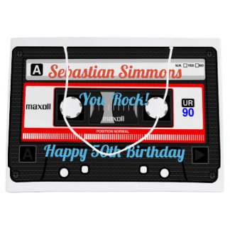 カセットテパーソナライズされたープまたはMixtape Any大事な行事 ラージペーパーバッグ