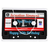 カセットテパーソナライズされたープまたはMixtape Any大事な行事 ラージペーパーバッグ (裏面)