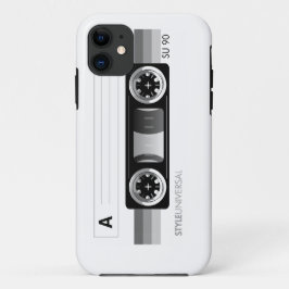 カセットテープのラベルの灰色の場合 iPhone 11 ケース