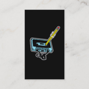 カセットテープの上で巻く音楽鉛筆 名刺