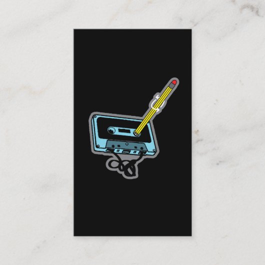カセットテープの上で巻く音楽鉛筆 名刺 (正面)