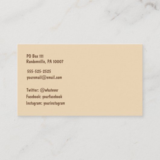 カセットテープの名刺のブラウンのクリーム色の金ゴールド 名刺 (裏面)