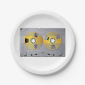 カセットテープイラストレーションヴィンテージ音楽愛好家 ペーパープレート (正面)