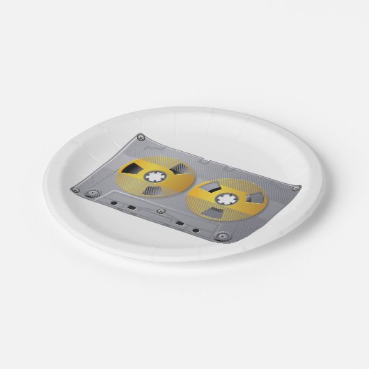 カセットテープイラストレーションヴィンテージ音楽愛好家 ペーパープレート (アングル)