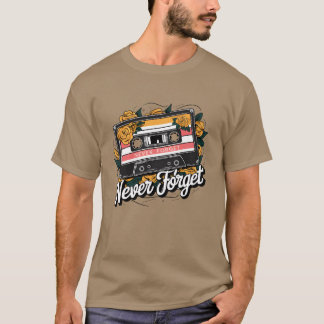 カセットテープカラーのギフトを決して忘れない Tシャツ