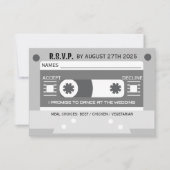 カセットテープソングリクエスト音楽のテーマ結婚設定 出欠カード (正面)