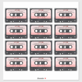 カセットテープピンクレトロ誕生日パーティー シール