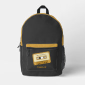 カセットテープブラックバックパック プリントバックパック (正面)