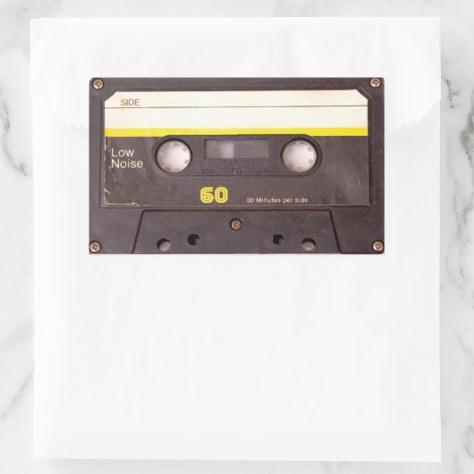 カセットテープブラック長方形シール 長方形シール (バッグ)