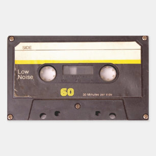 カセットテープブラック長方形シール 長方形シール