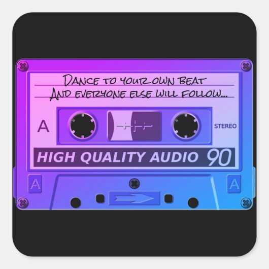 カセットテープブルーアーカッコいいト スクエアシール (正面)