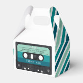 カセットテープブルーレトロ誕生日パーティー フェイバーボックス (正面サイド)