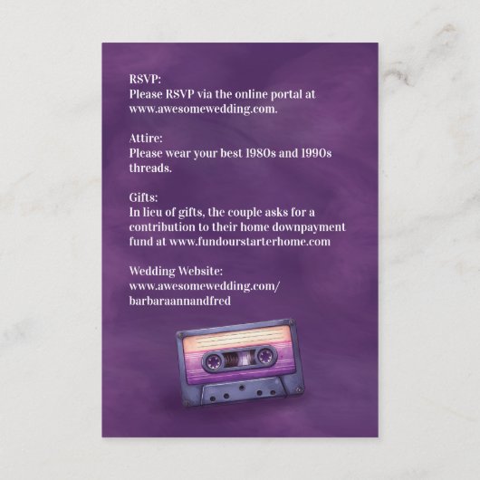 カセットテープレトロ紫エンクロージャカード エンクロージャーカード (裏面)