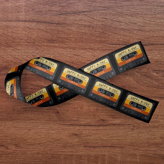 カセットテープレトロ誕生日パーティー サテンリボン