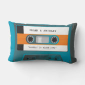 カセットテープレトロ音楽ディスコアクアグレイロックイン ランバークッション (裏面)