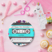 カセットテープレトロ80年代90年代テーマ誕生日パーティー ペーパープレート (パーティー)