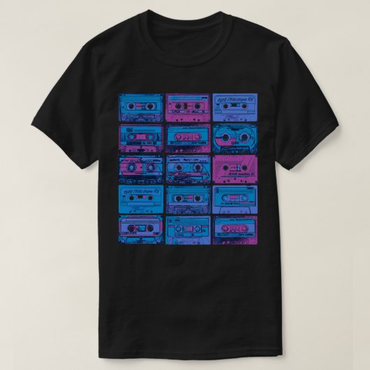 カセットテープレトロ80s 90sアナログビニールミュージックBl Tシャツ (デザイン正面)