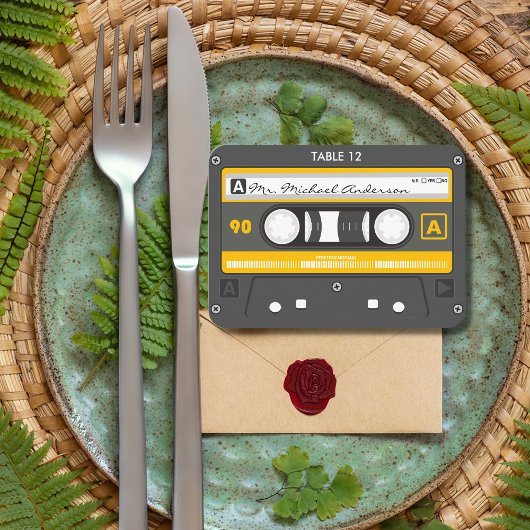 カセットテープレトロGroovy Musicユニーク結婚の プレイスカード