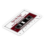 カセットテープワインレッド結婚式の日付を保存 マグネット (左側)