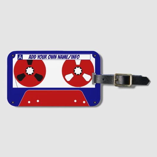 カセットテープ荷物タグ青/赤 ラゲッジタグ (正面横)