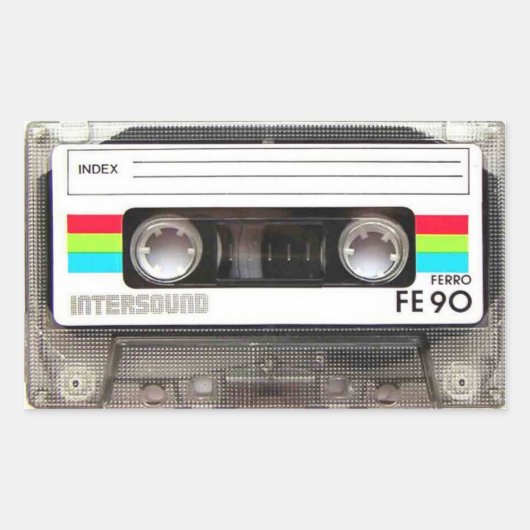 カセットテープ長方形シール 長方形シール (正面)