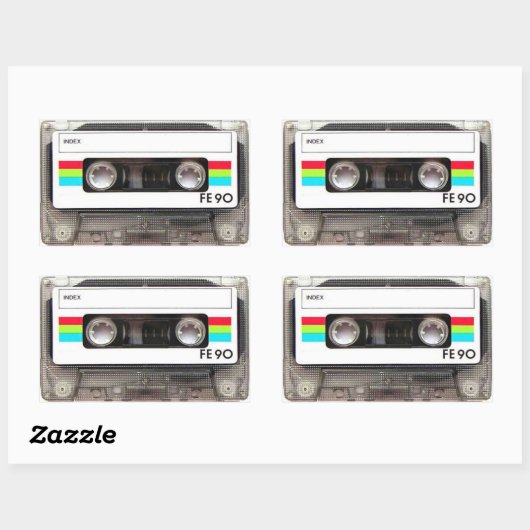 カセットテープ長方形シール 長方形シール (シート)