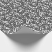 カセットテープ：モノクロヴィンテージパターン ラッピングペーパー (角)