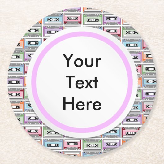 カセットテープ ラウンドペーパーコースター (正面)