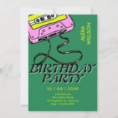 カセットテープ レトロ 誕生日 招待状 (正面)