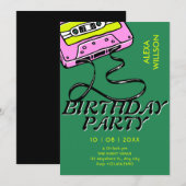 カセットテープ レトロ 誕生日 招待状 (正面/裏面)
