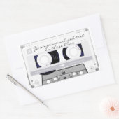 カセットテープ – 白 – 長方形シール (封筒)