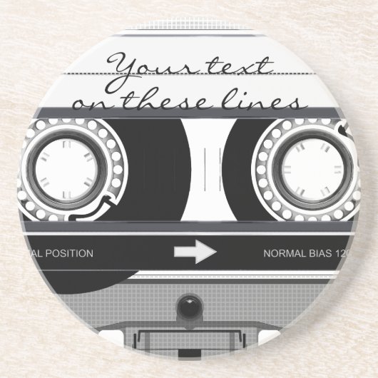 カセットテープ – 黒 –  コースター (正面)