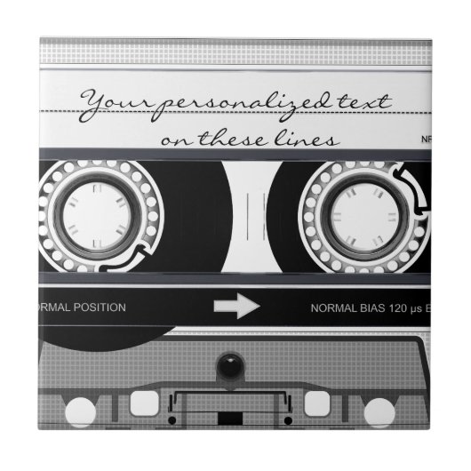 カセットテープ – 黒 –  タイル (正面)