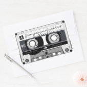 カセットテープ – 黒 – 長方形シール (封筒)