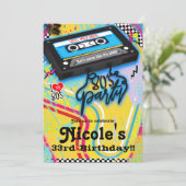 カセットテープ 80年代 1980年代 テーマ 誕生日パーティー 招待状 (スタンド正面)