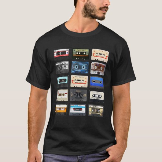 カセットテープMixtape 1980Sラジオ音楽グラフィック Tシャツ (正面)