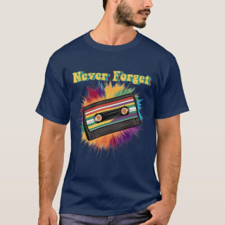 カセットテープVHSの友達を決して忘れない Tシャツ