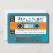 カセットテーモダンプディスコ誕生日アクアブルー 招待状 (正面)