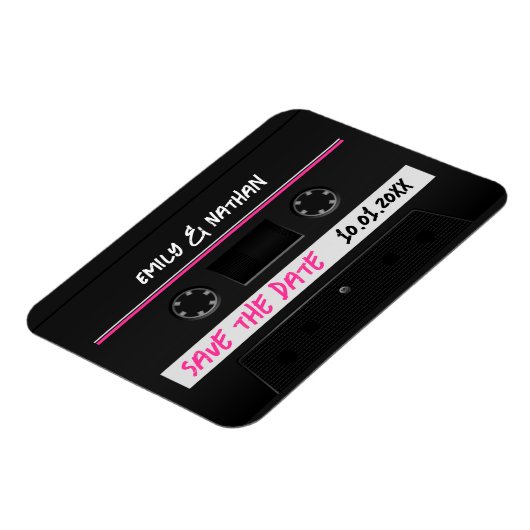 カセットミックステープレトロカッコいい日付の保存 マグネット (左側)