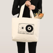 カセットレトロの写実的なヴィンテージのTシャツカセット ラージトートバッグ (正面(商品))