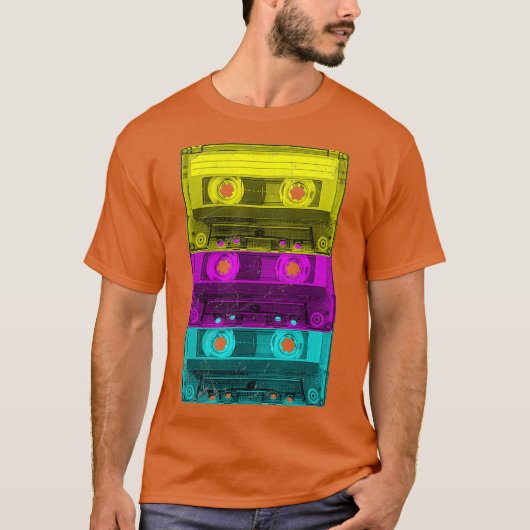 カセットヴィンテージレトロ音楽80s tシャツ (正面)